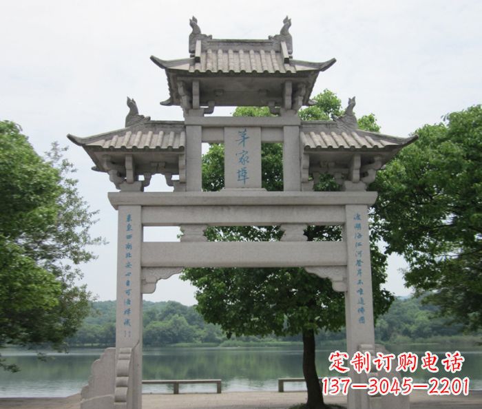 重庆大理石单门牌楼雕塑精美的艺术瑰宝