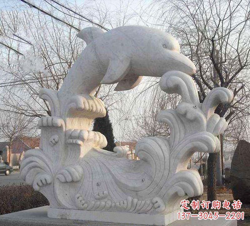 重庆海豚浪花大理石雕塑