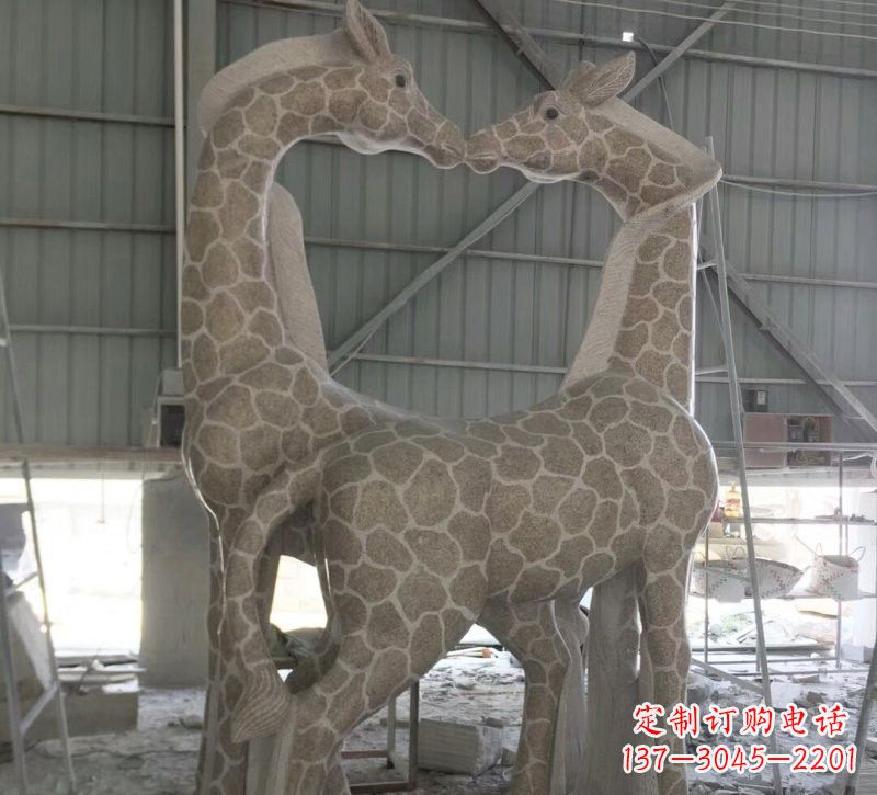 重庆大理石艺术精美长颈鹿雕塑