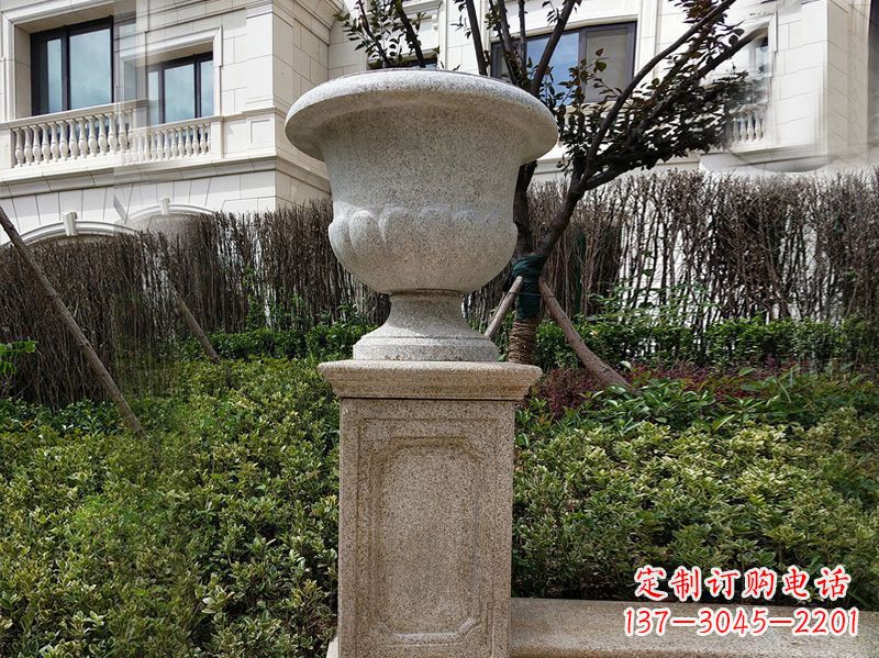 重庆大理石花钵小区花盆石雕艺术品