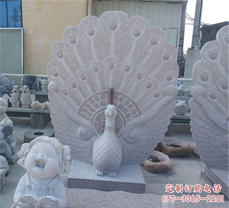 重庆大理石孔雀开屏石雕