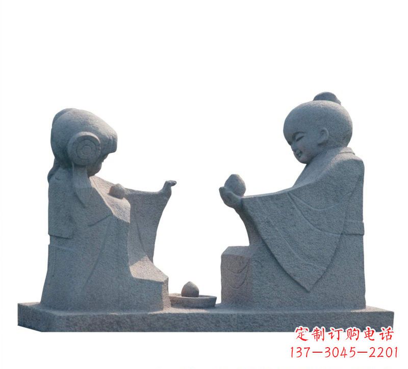 重庆传统风情——大理石孔融让梨雕塑