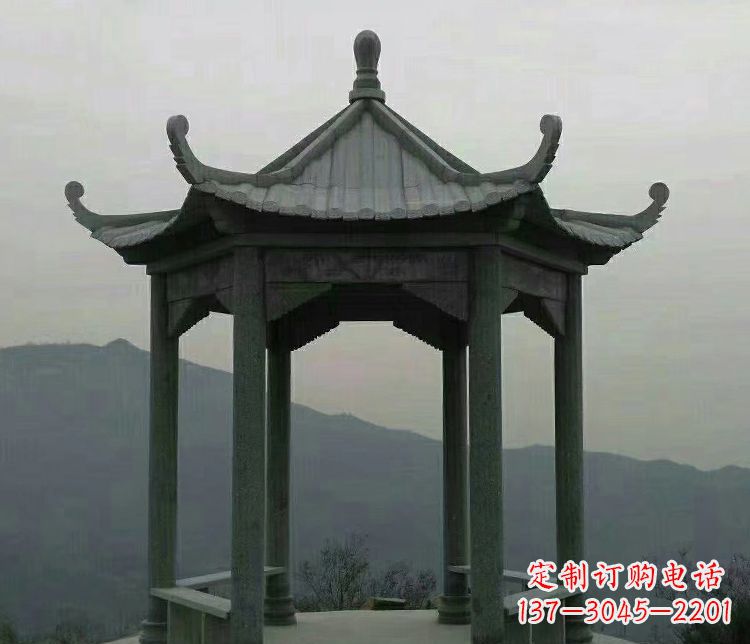 重庆考究工艺，奢华大理石六角凉亭雕塑