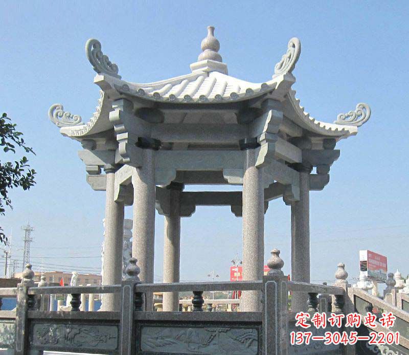 重庆大理石六角凉亭石雕,为您的家园带来浪漫情怀