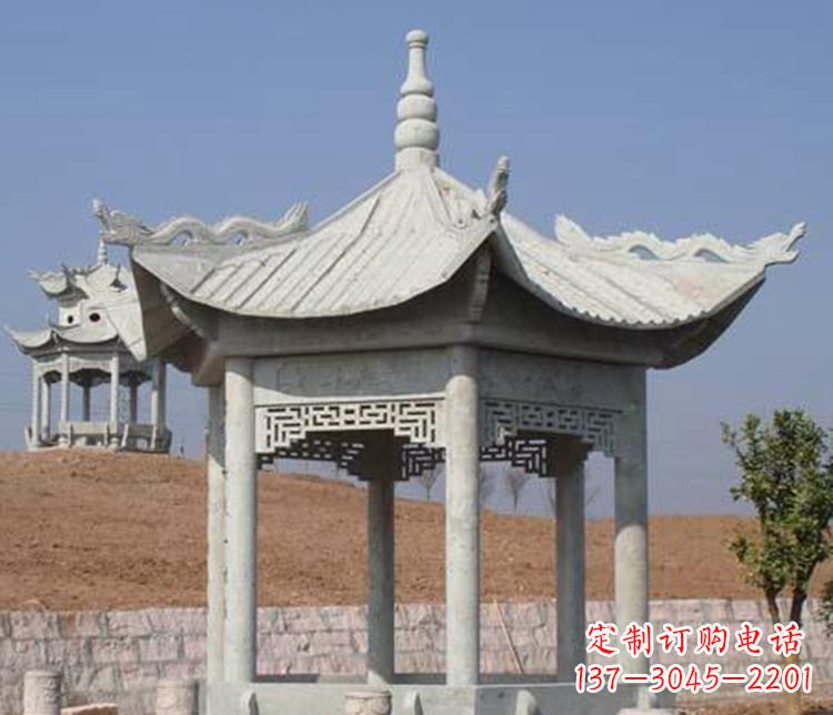 重庆精美大理石六角凉亭石雕