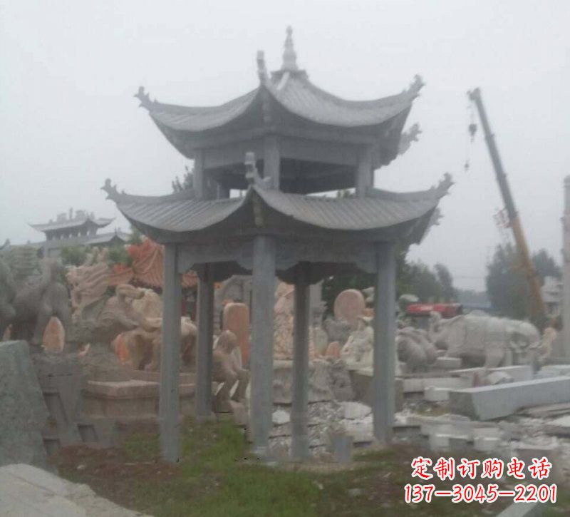 重庆大理石六角凉亭石雕,精美绝伦