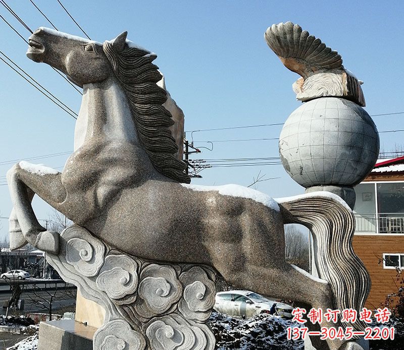 重庆大理石马踏祥云石雕