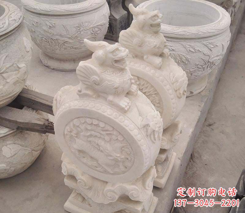 重庆大理石貔貅抱鼓石雕塑