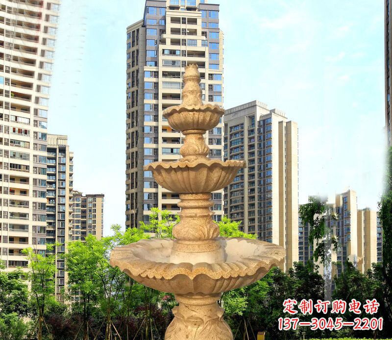 重庆大理石三层喷泉公园石雕 (2)