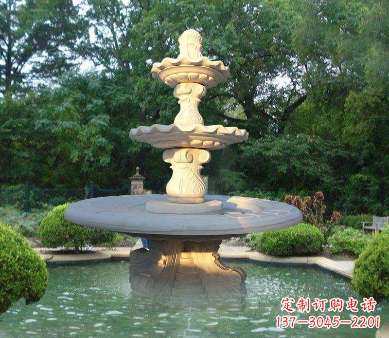 重庆大理石三层喷泉雕塑