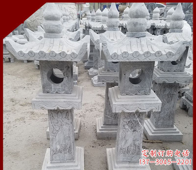 重庆精美大理石石灯笼雕塑