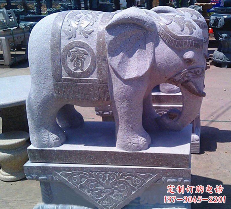 重庆大理石石雕招财进宝大象,传递招财进宝的吉祥祝福