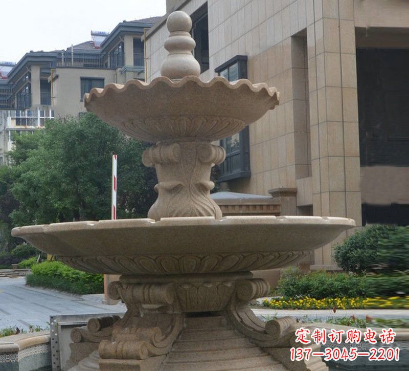 重庆简约双层大理石喷泉雕塑