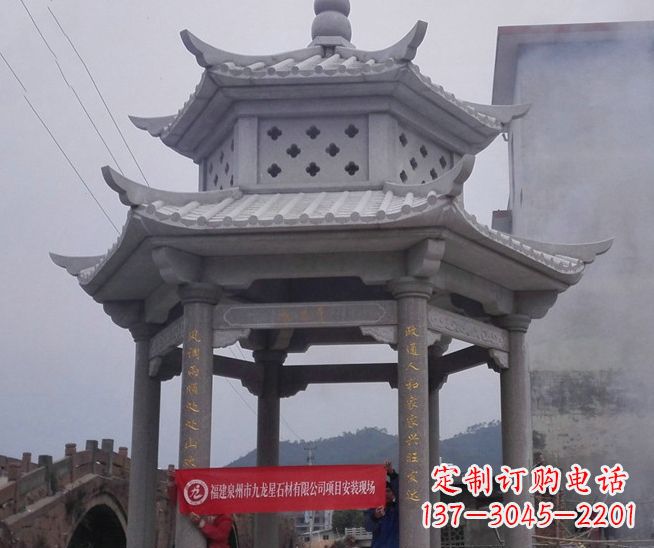 重庆大理石双层石雕凉亭——独特的艺术结晶