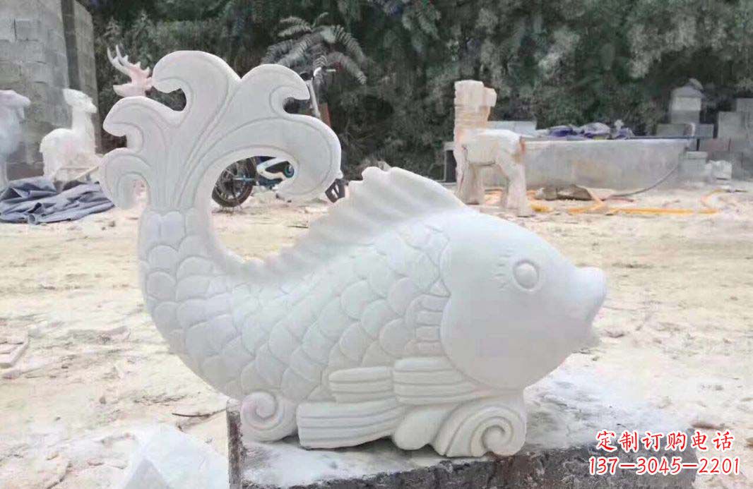 重庆大理石鱼喷泉雕塑装置