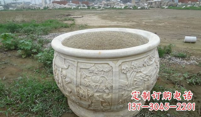 重庆大理石鸳鸯花盆雕塑