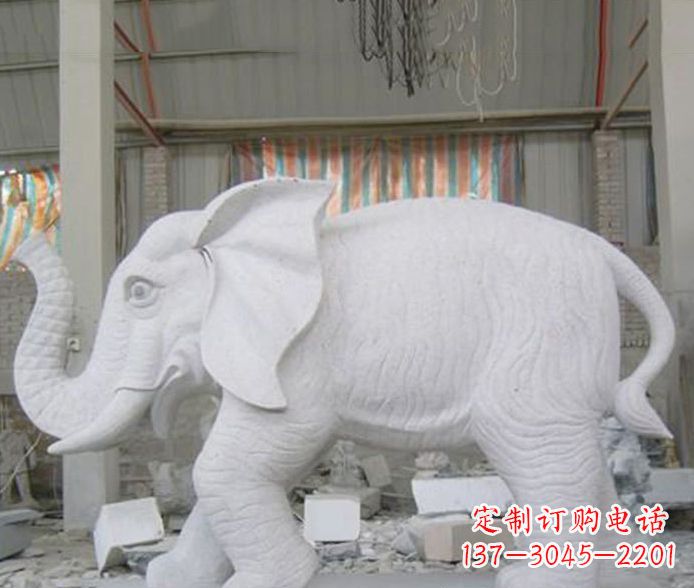 重庆象征财富的大理石招财大象雕塑