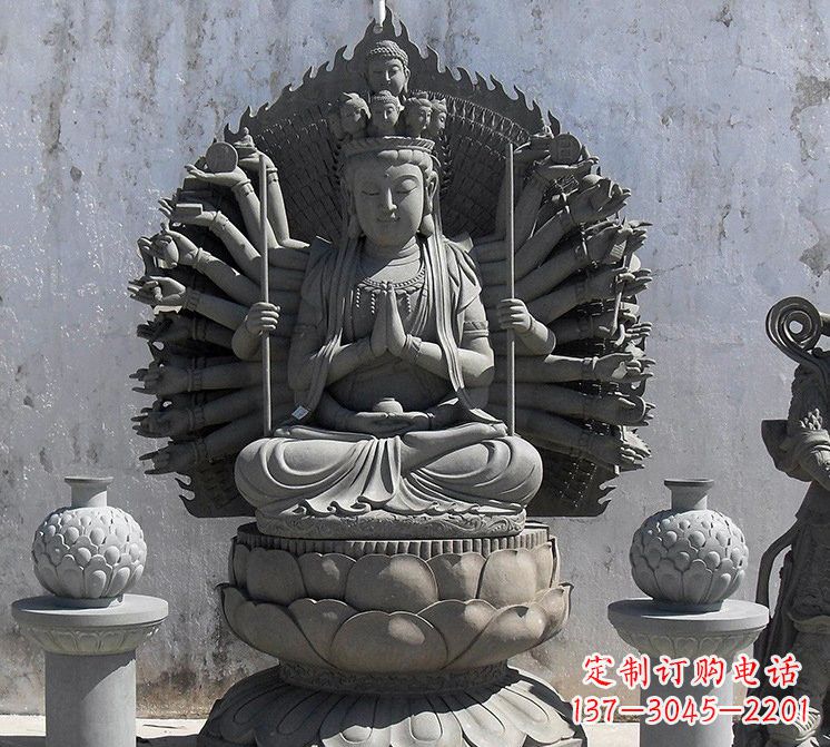 重庆宗教庙宇千手观音大理石雕塑