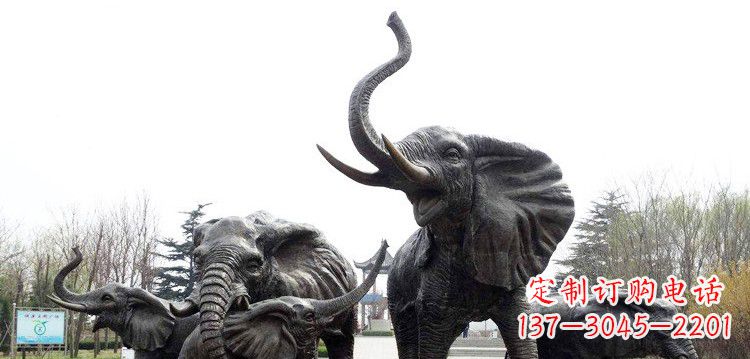 重庆浓情大象群铜雕景观