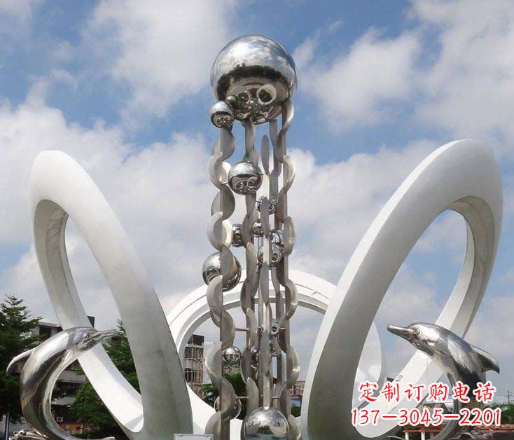 重庆精致不锈钢海豚雕塑