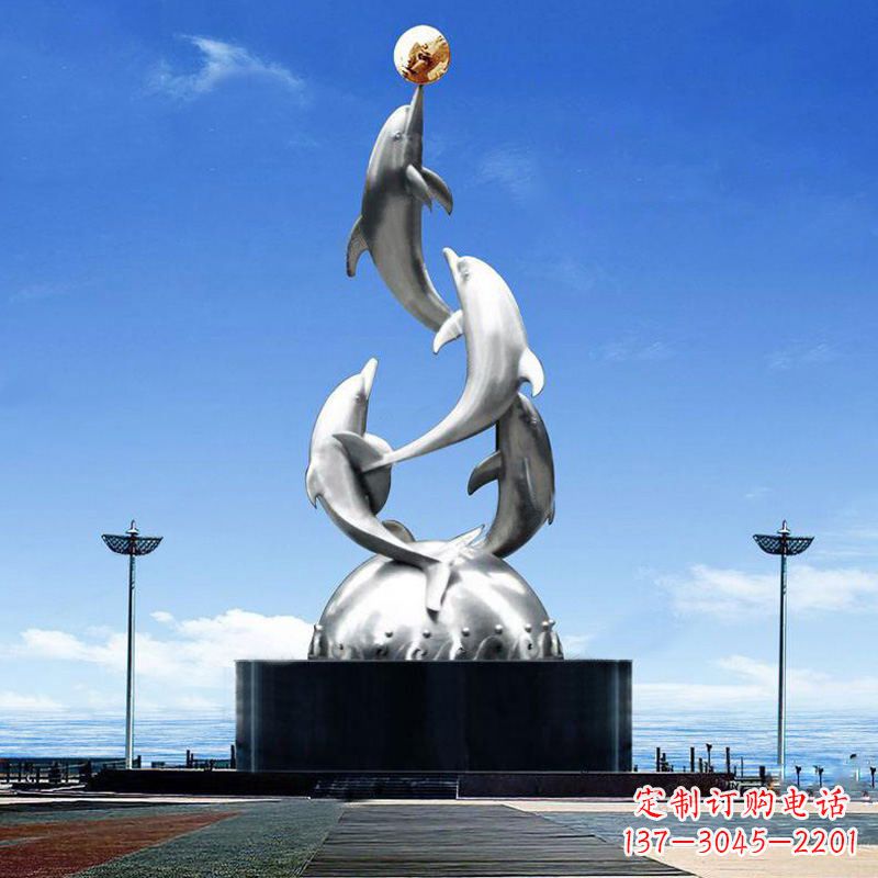 重庆引领潮流的不锈钢海豚雕塑