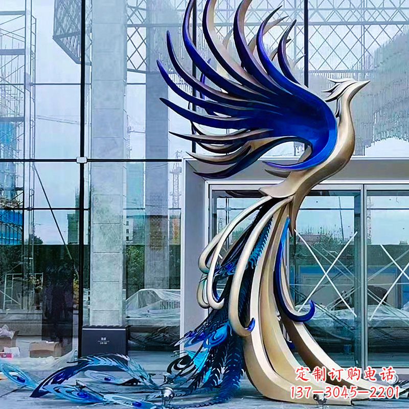重庆精美彩绘不锈钢孔雀雕塑