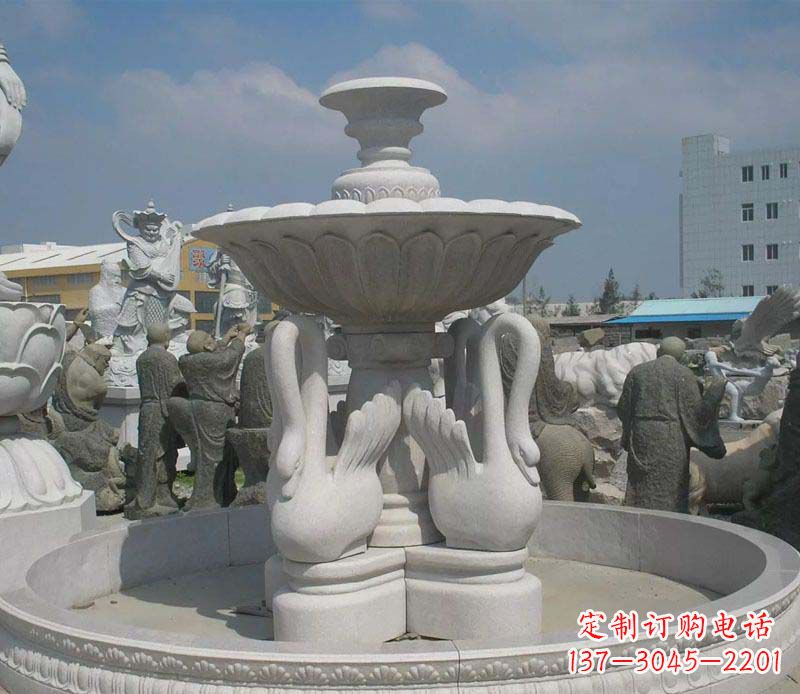 重庆汉白玉高端天鹅雕塑