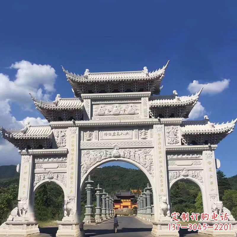 重庆大型汉白玉景区大门石雕牌楼