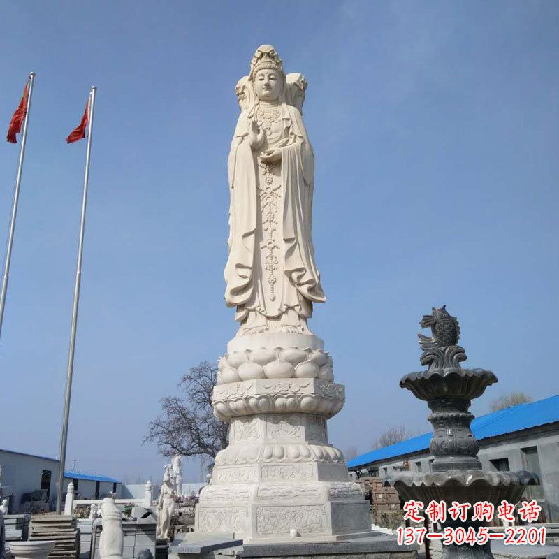 重庆大型汉白玉三面观音石雕