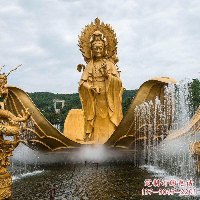 重庆大型景区滴水观音铜雕佛像水景景观雕塑