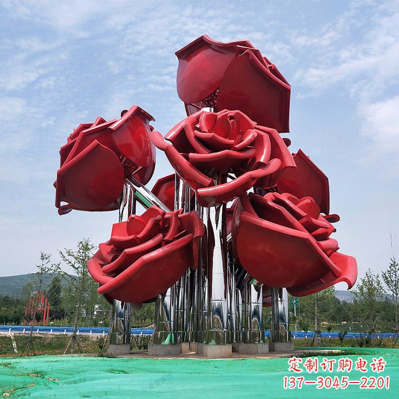 重庆精美不锈钢玫瑰花景观雕塑