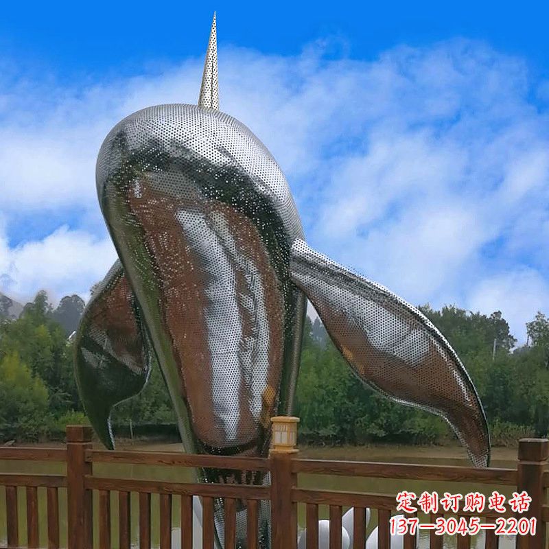 重庆大型网格不锈钢鱼雕塑-公园园林水景创意动物景观雕塑