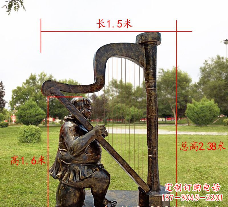 重庆手工铜制竖琴雕塑