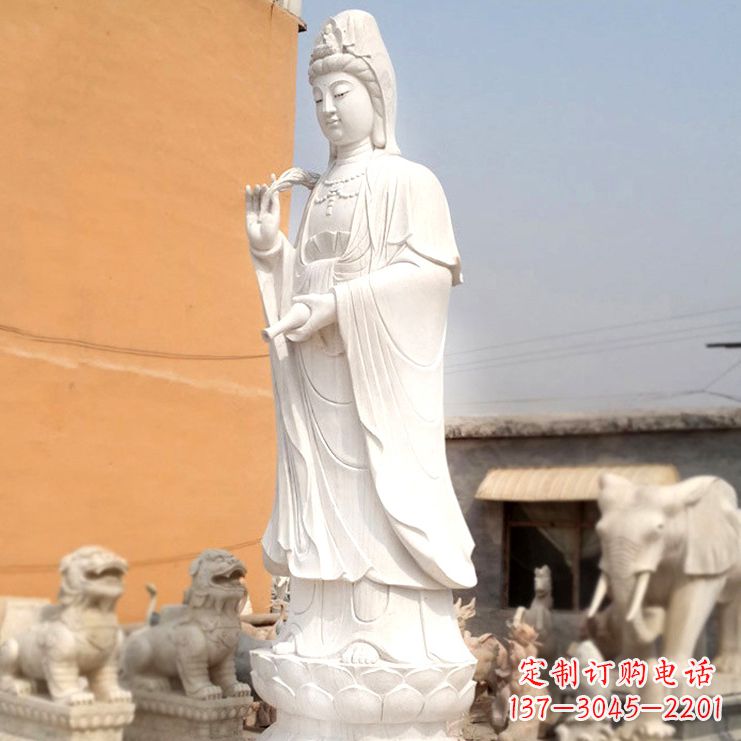 重庆滴水观音汉白玉石雕佛像