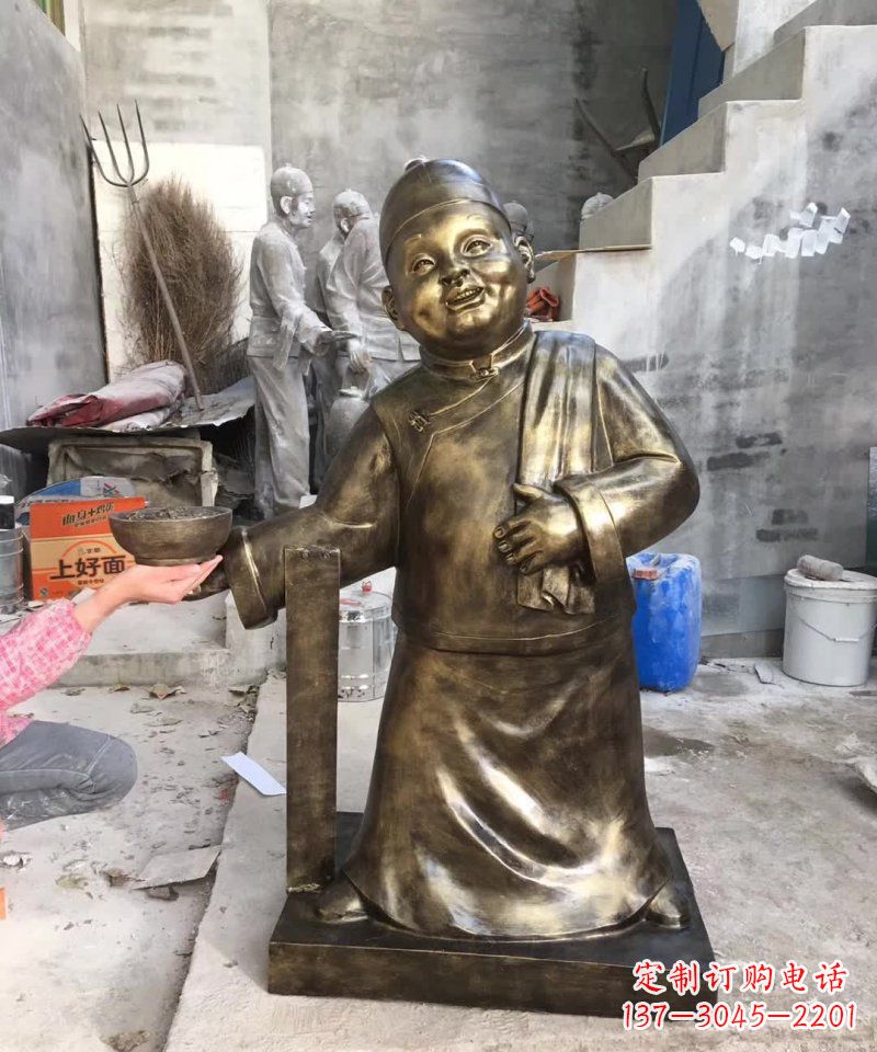 重庆店小二铜雕——精美精致的人物雕塑