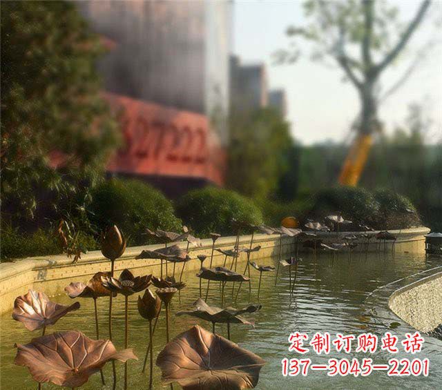 重庆荷叶风情传承——锻铜荷花荷叶小区景观雕塑