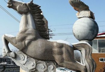 重庆大理石马踏祥云石雕