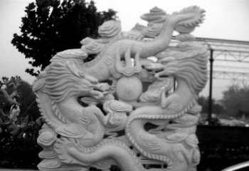 重庆精美大理石双龙雕塑