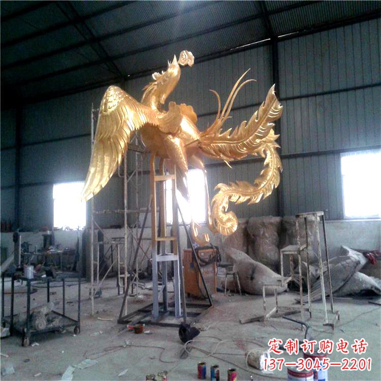 重庆锻铜精美凤凰雕塑