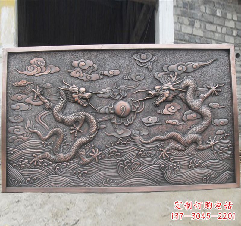 重庆锻铜双龙戏珠浮雕雕塑