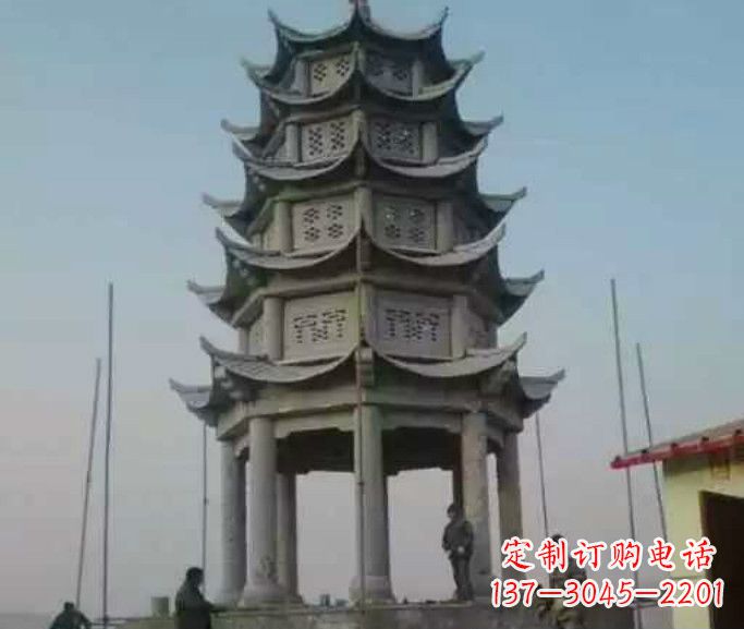 重庆精美绝伦的多层凉亭石雕