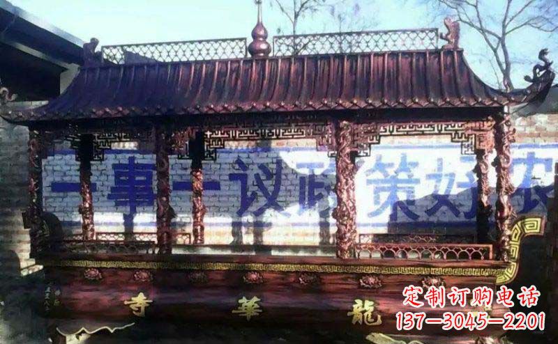 重庆方形寺庙香炉铜雕 (2)