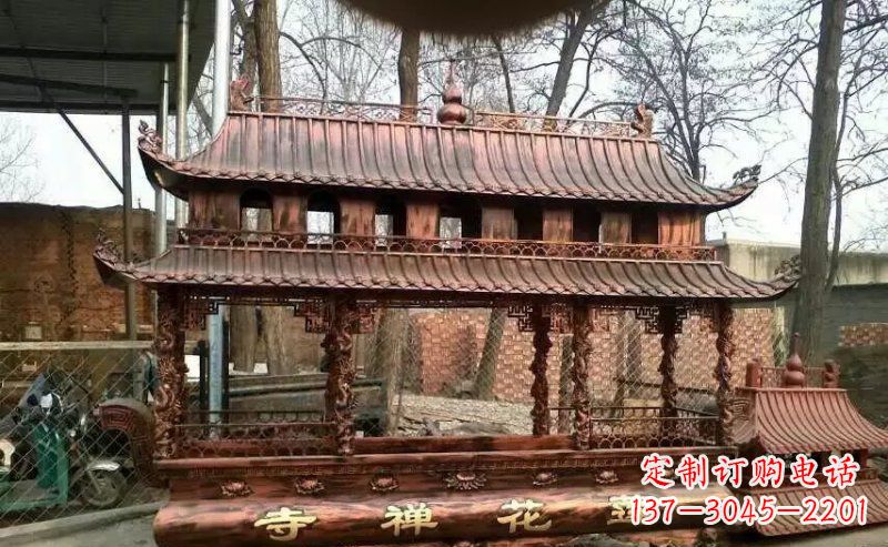 重庆方形寺庙香炉铜雕 (5)