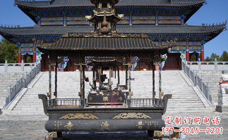 重庆方形香炉寺庙铜雕_1