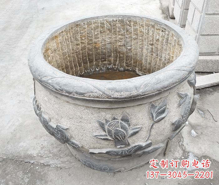 重庆仿古荷花鲤鱼雕塑石水缸