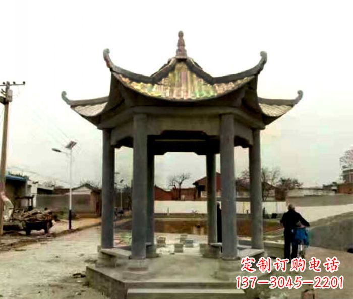 重庆仿古六角凉亭石雕 (3)