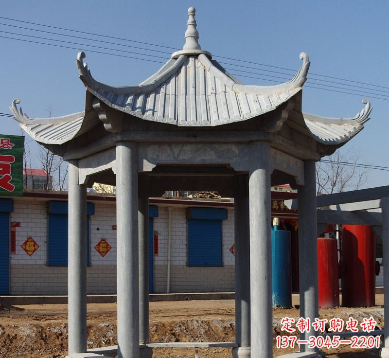 重庆仿古六角凉亭石雕 (6)