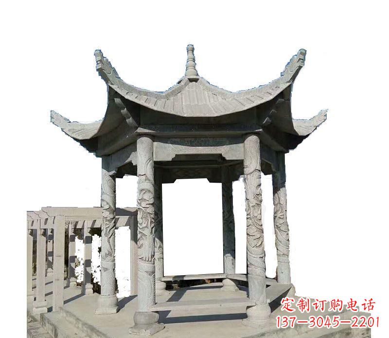 重庆仿古六角凉亭石雕 (10)