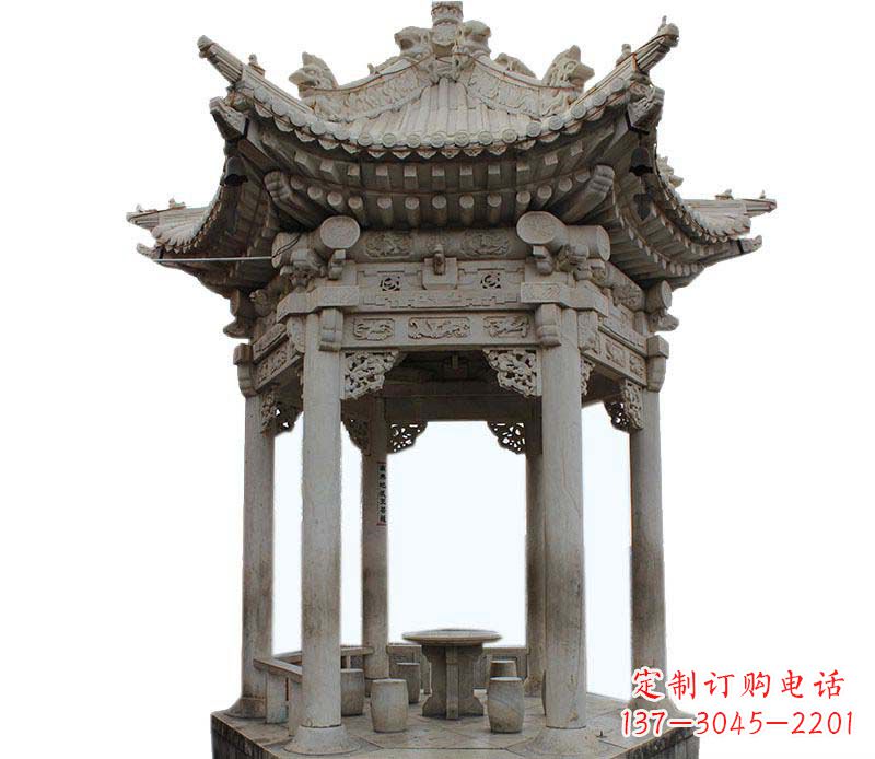 重庆仿古六角凉亭石雕