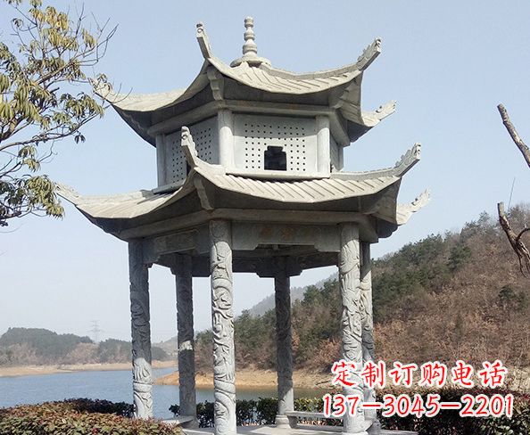 重庆仿古六角双层凉亭石雕
